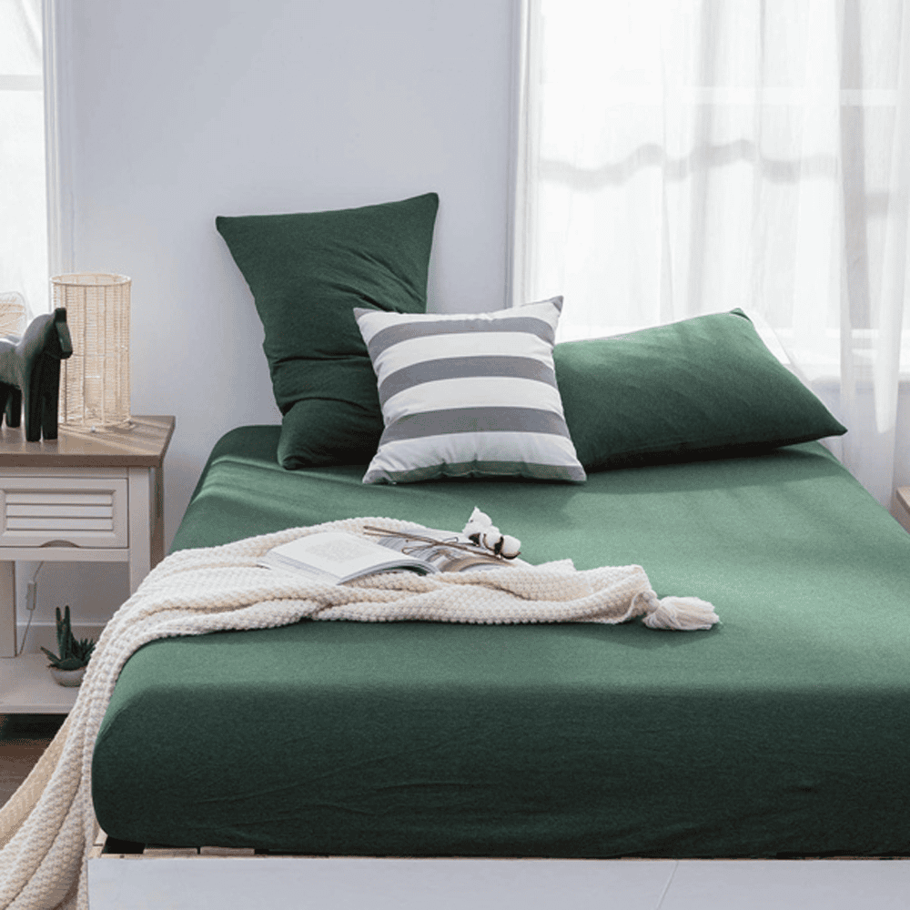 Cotton Fitted Sheet - Dark Green - TC 150 — Fitted Bed Sheets price in Pakistan
