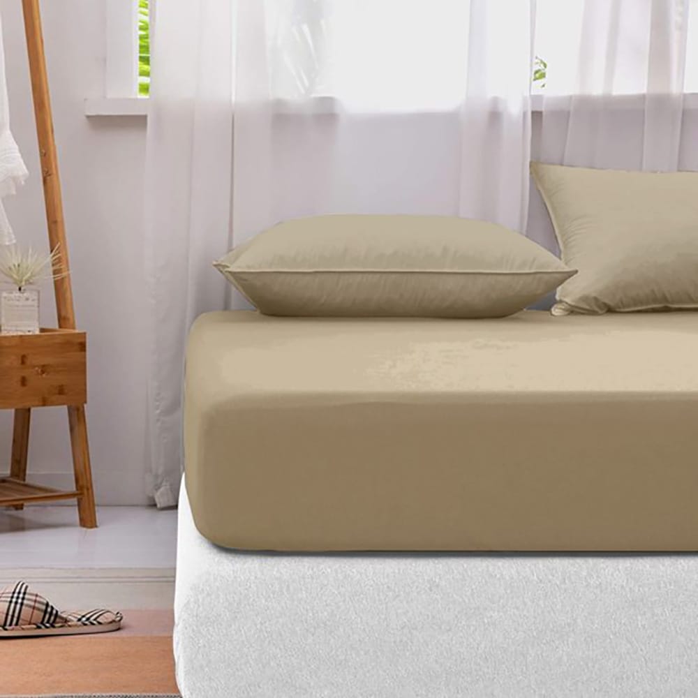 Cotton Fitted Sheet - Hazelnut - TC 150 — Fitted Bed Sheets price in Pakistan