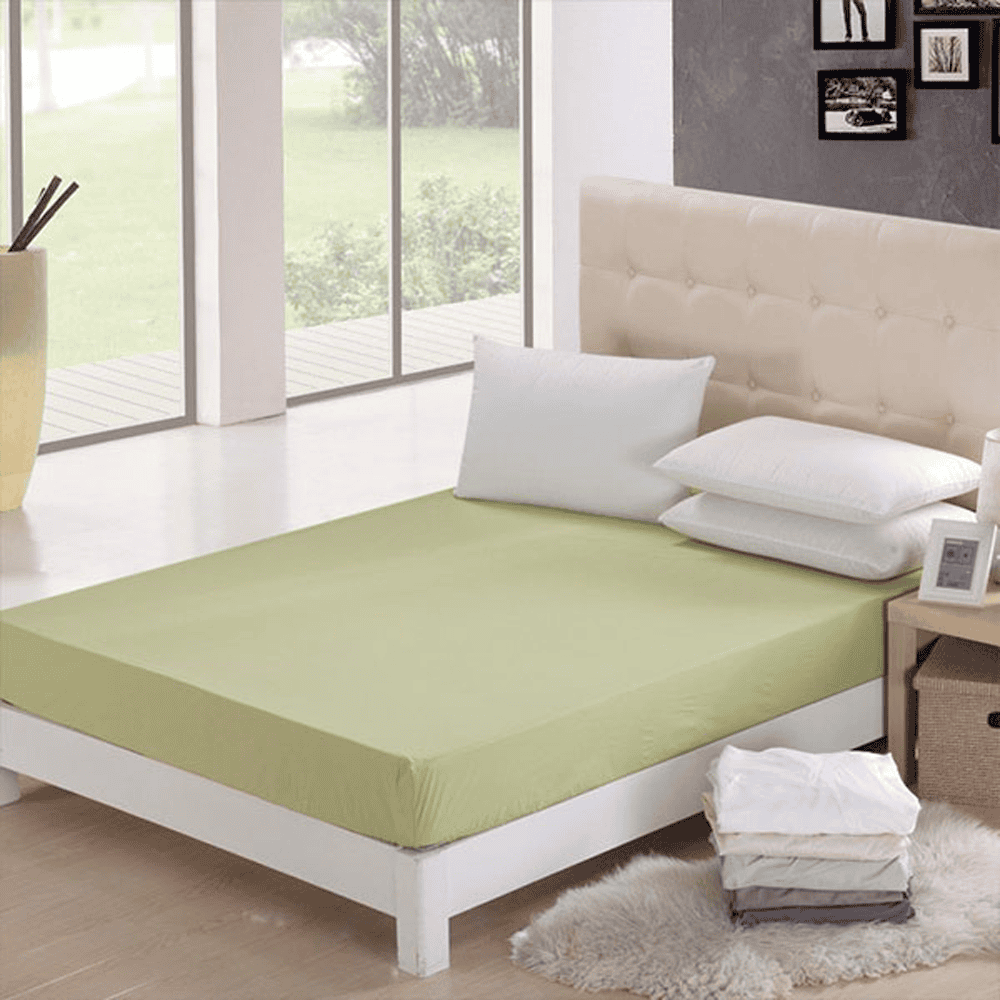 Cotton Fitted Sheet - Ivory Green - TC 150 — Fitted Bed Sheets price in Pakistan