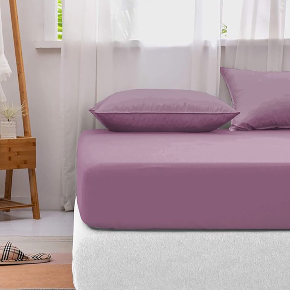 Cotton Fitted Sheet - Mauve - TC 150 — Fitted Bed Sheets price in Pakistan