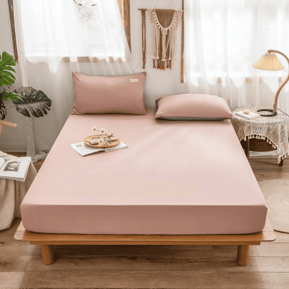 Cotton Fitted Sheet - Rose Gold - TC 150 — Fitted Bed Sheets price in Pakistan