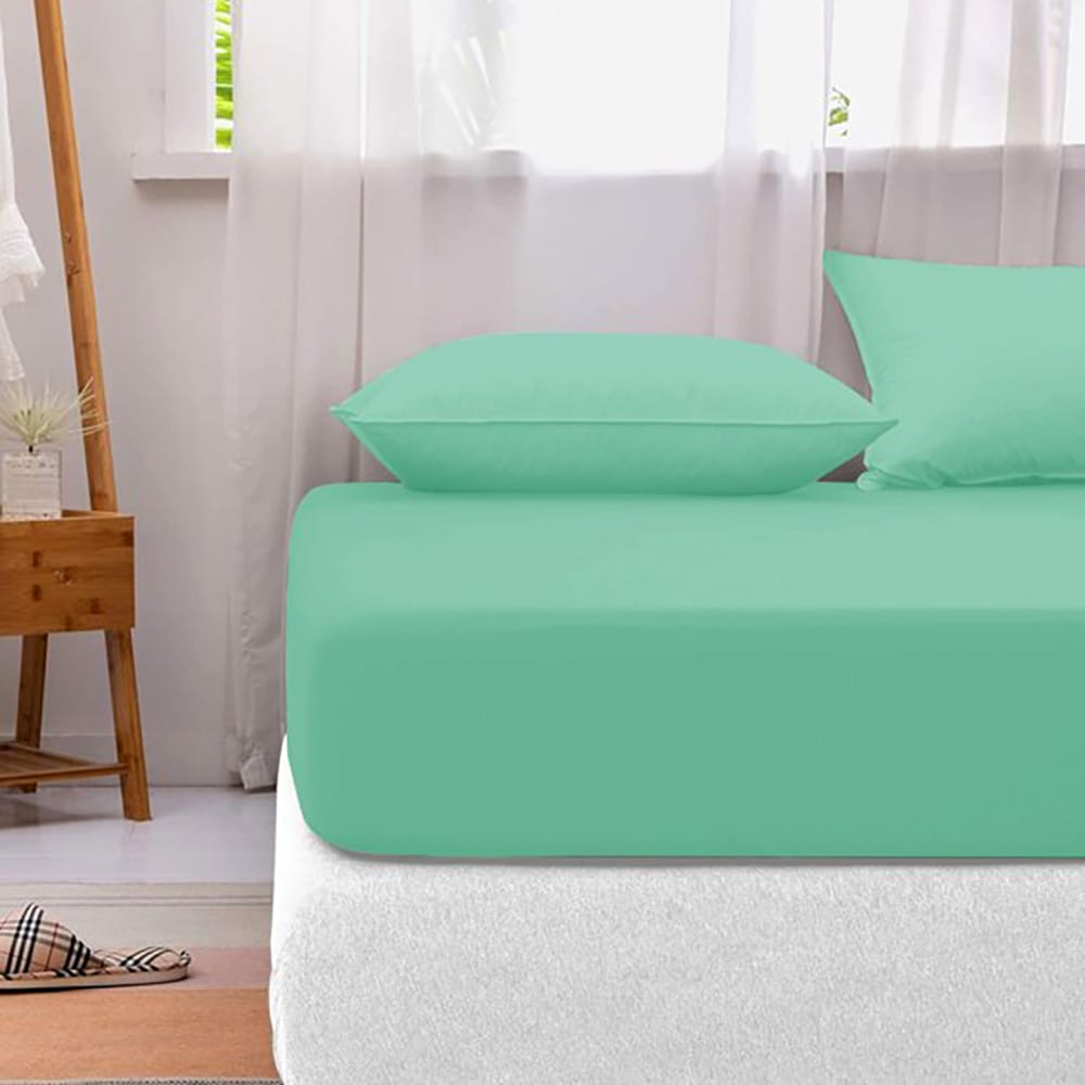Cotton Fitted Sheet - Seafoam - TC 150 — Fitted Bed Sheets price in Pakistan