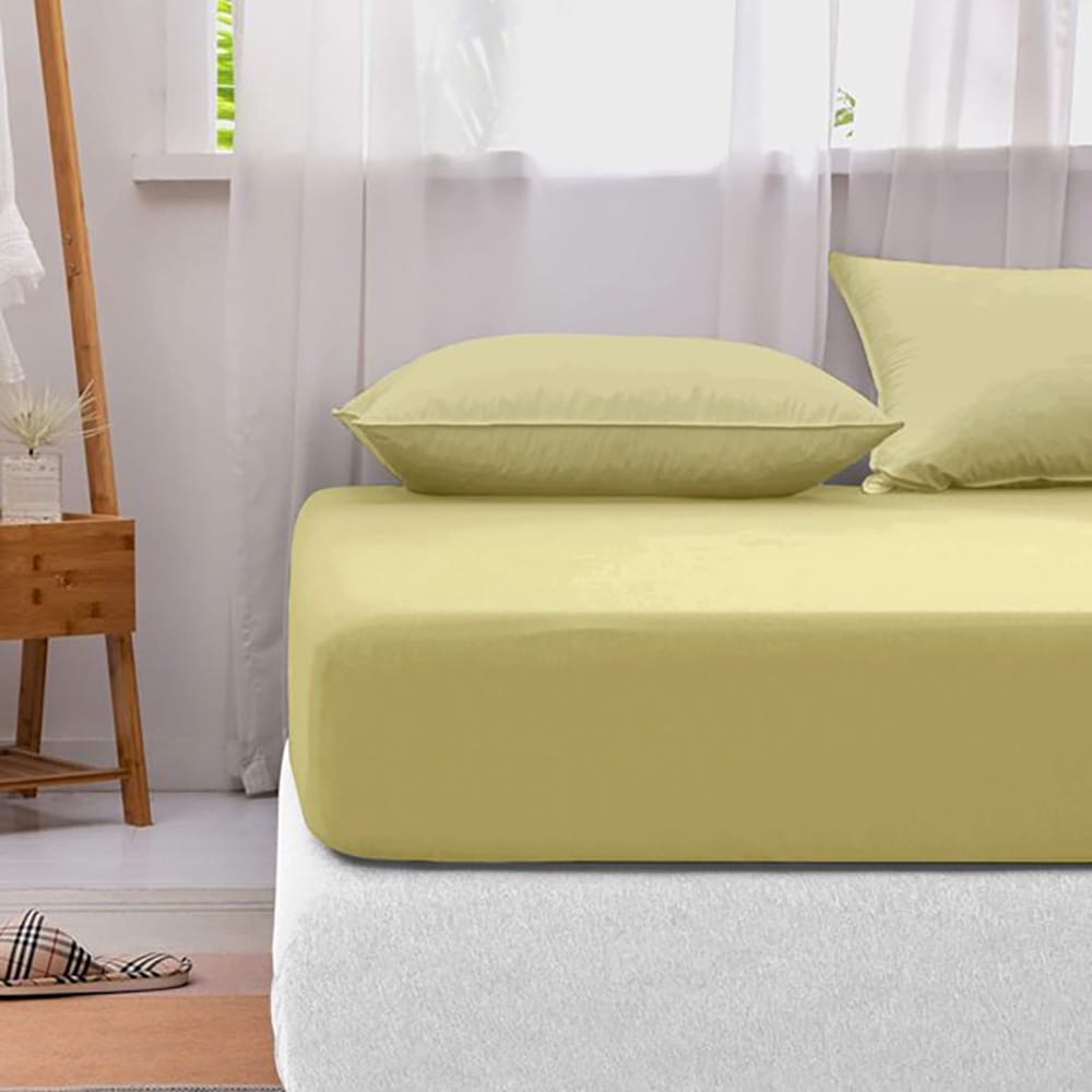 Cotton Fitted Sheet - Straw - TC 150 — Fitted Bed Sheets price in Pakistan