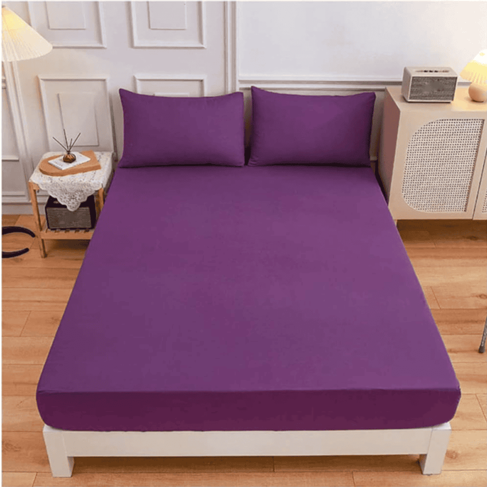 Cotton Fitted Sheet - Violet - TC 150 — Fitted Bed Sheets price in Pakistan