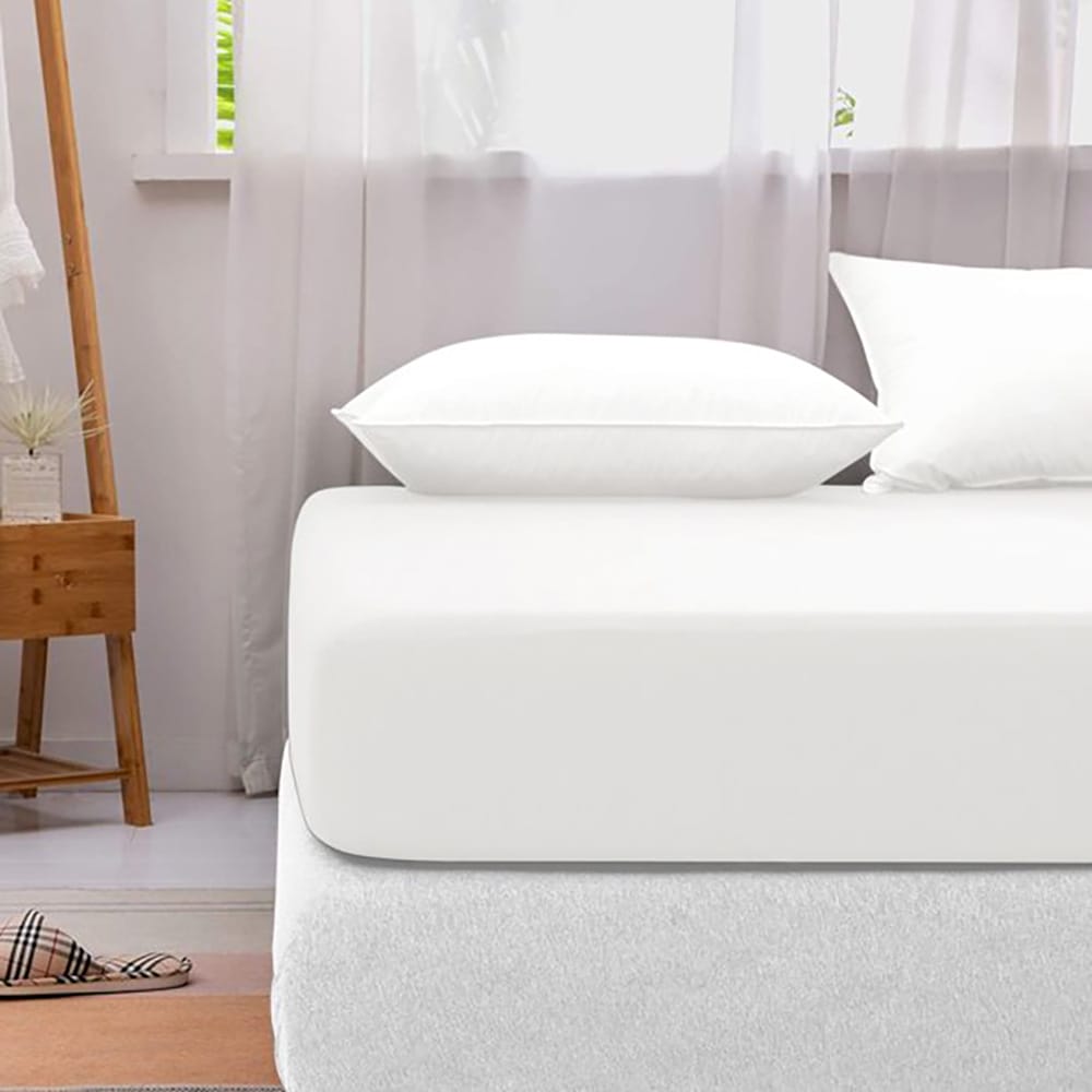Cotton Fitted Sheet - White - TC 150 — Fitted Bed Sheets price in Pakistan