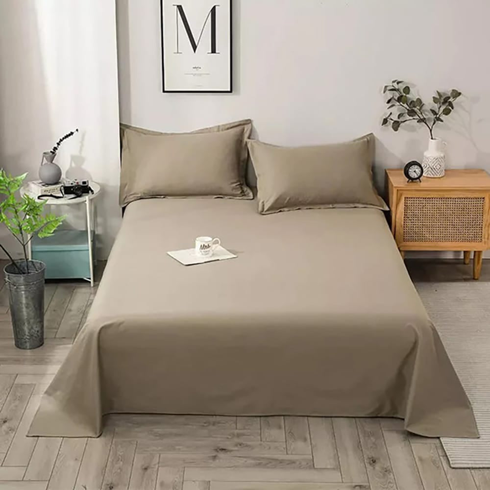 Cotton Sateen Flat Sheet - Beige — Flat Sheets price in Pakistan