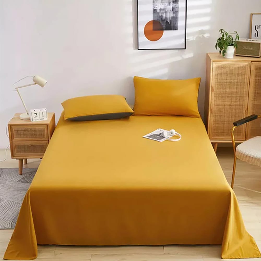 Cotton Sateen Flat Sheet - Mustard — Flat Sheets price in Pakistan