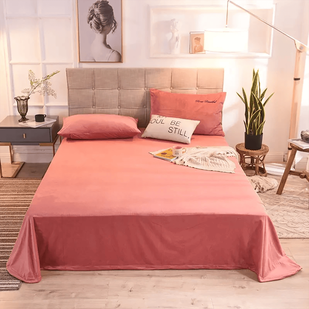 Velvet Flat Bed Sheet - Coral — Flat Sheets price in Pakistan