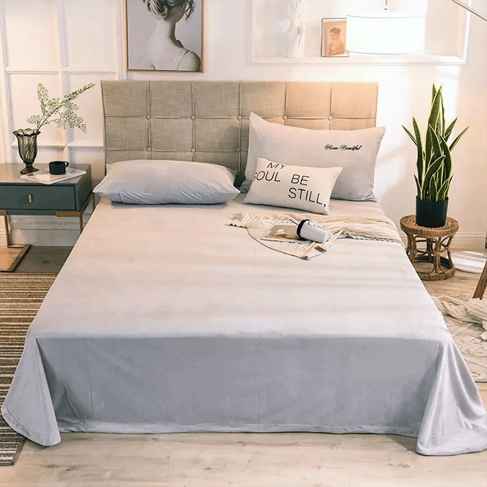 Velvet Flat Bed Sheet - Light Grey — Flat Sheets price in Pakistan