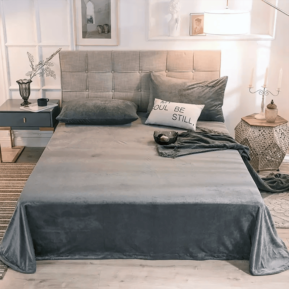 Velvet Flat Bed Sheet - Dark Grey — Flat Sheets price in Pakistan
