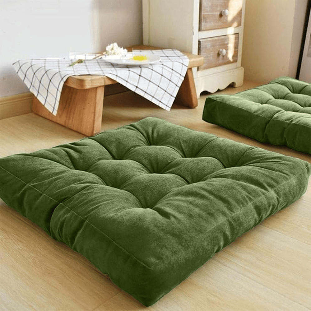 Premium Square Shape Velvet Floor Cushions โ Green โ Floor Cushions price in Pakistan