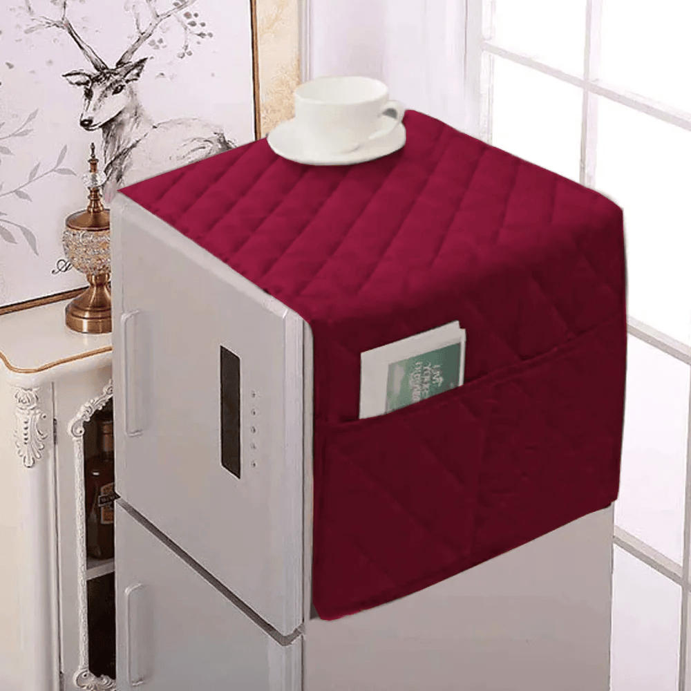 Ultrasonic Quilted Fridge Cover With Side Pockets – Maroon — Fridge Covers price in Pakistan