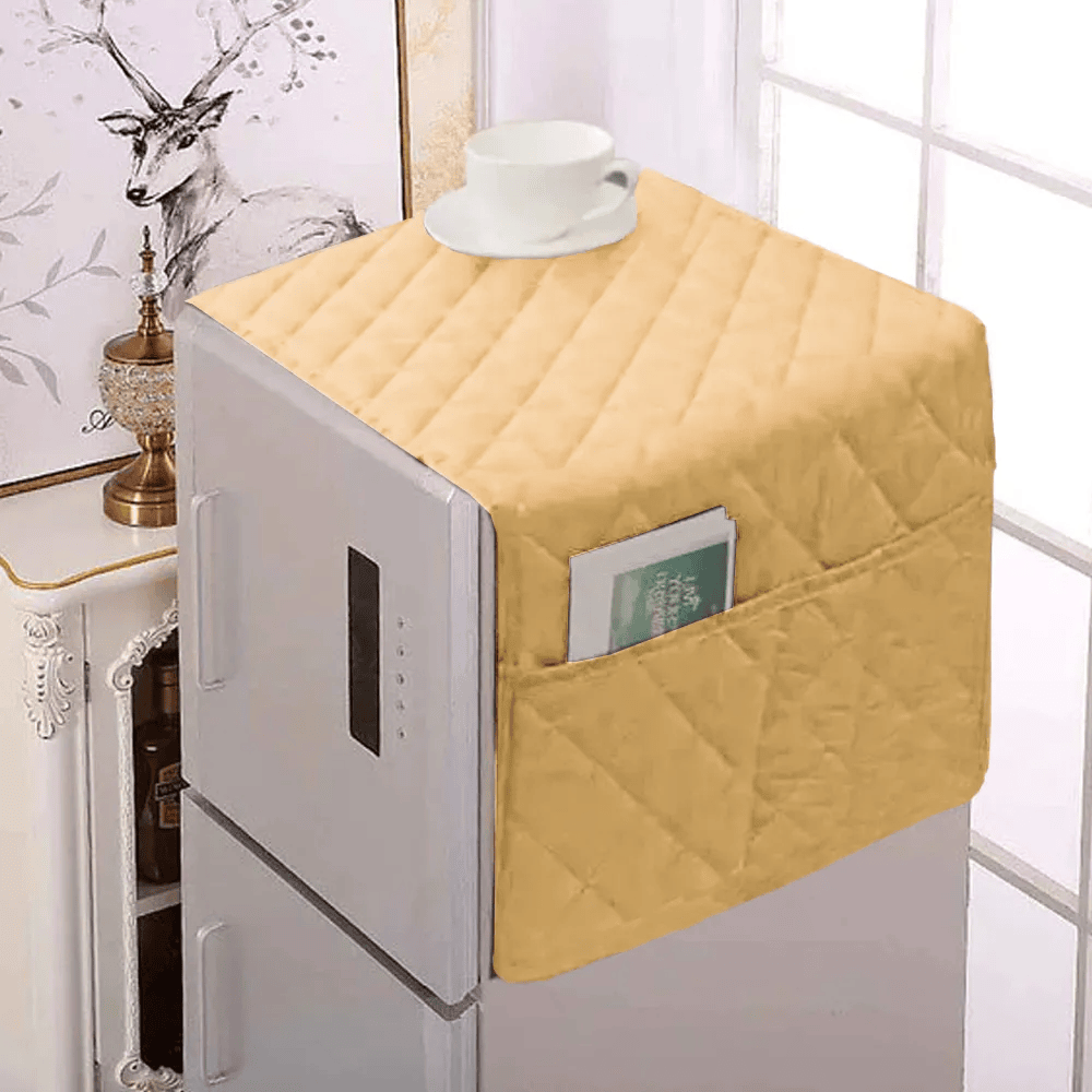 Ultrasonic Quilted Fridge Cover With Side Pockets – Yellow — Fridge Covers price in Pakistan