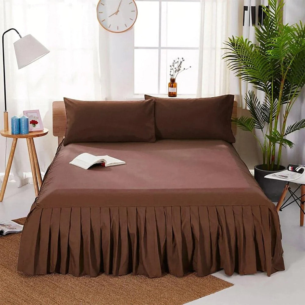 Frill Bed Sheet - Brown — Frill Bed Sheets price in Pakistan