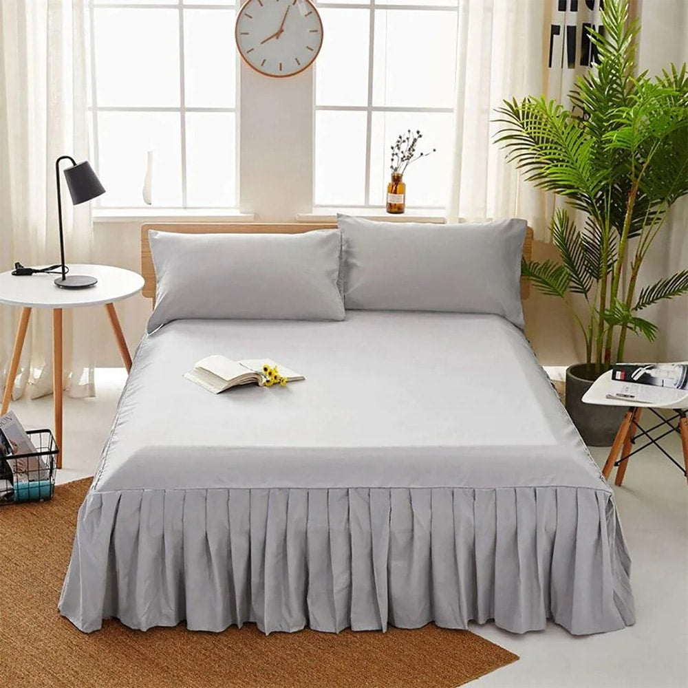 Frill Bed Sheet - Grey — Frill Bed Sheets price in Pakistan