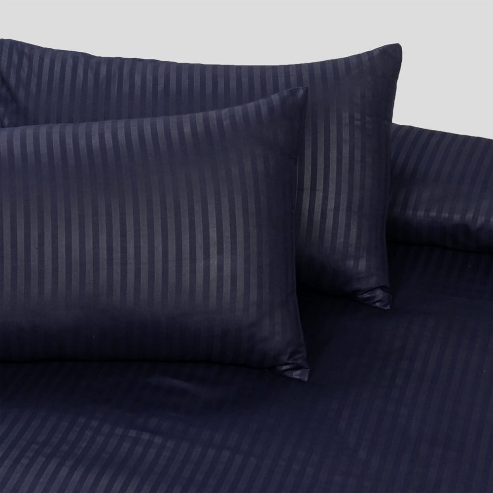 Premium Hotel Bedding Narrow Strips - Blue - Cotton Satin TC250 — view 2