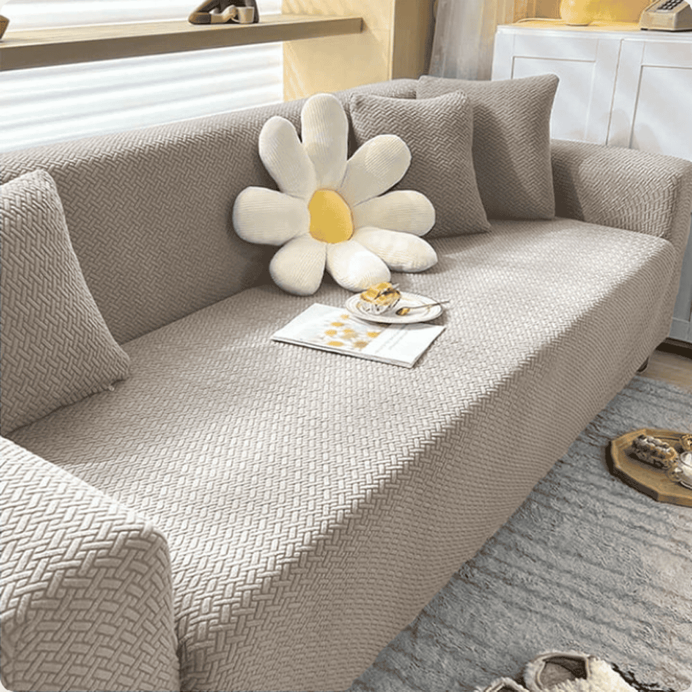 Jacquard Sofa Cover - Beige — Jacquard Sofa Covers price in Pakistan