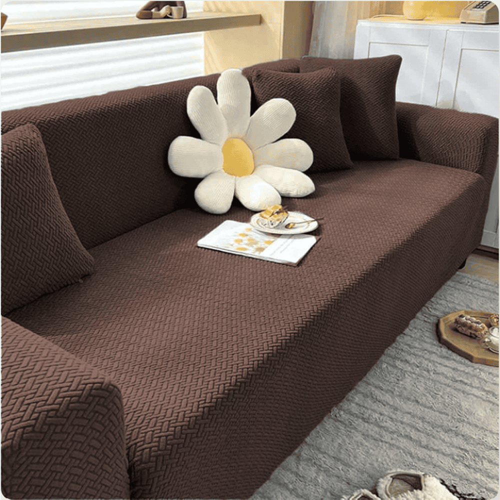 Jacquard Sofa Cover - Brown — Jacquard Sofa Covers price in Pakistan