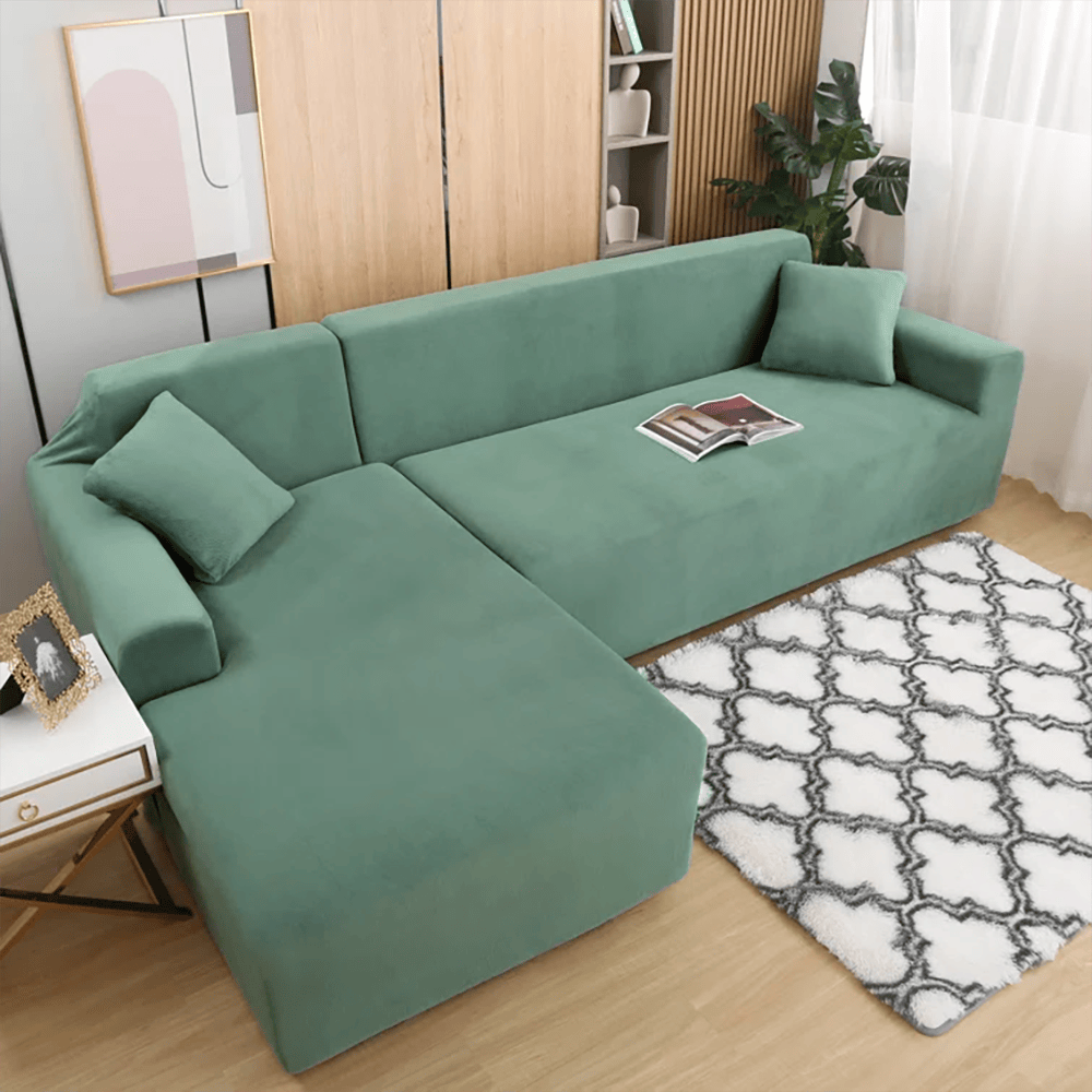L-Shape Fitted Jersey Sofa Cover - Light Green — Jersey Sofa Covers price in Pakistan