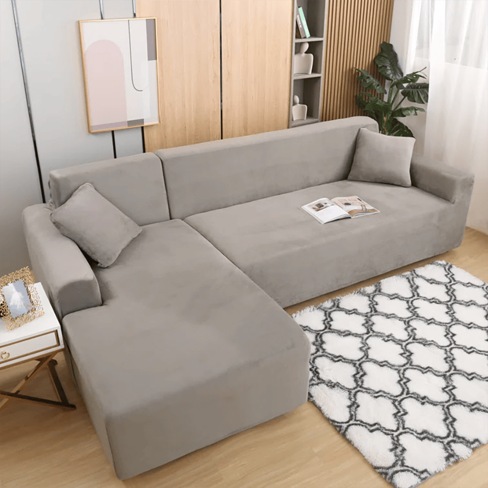 L-Shape Fitted Jersey Sofa Cover - Light Grey β Jersey Sofa Covers price in Pakistan