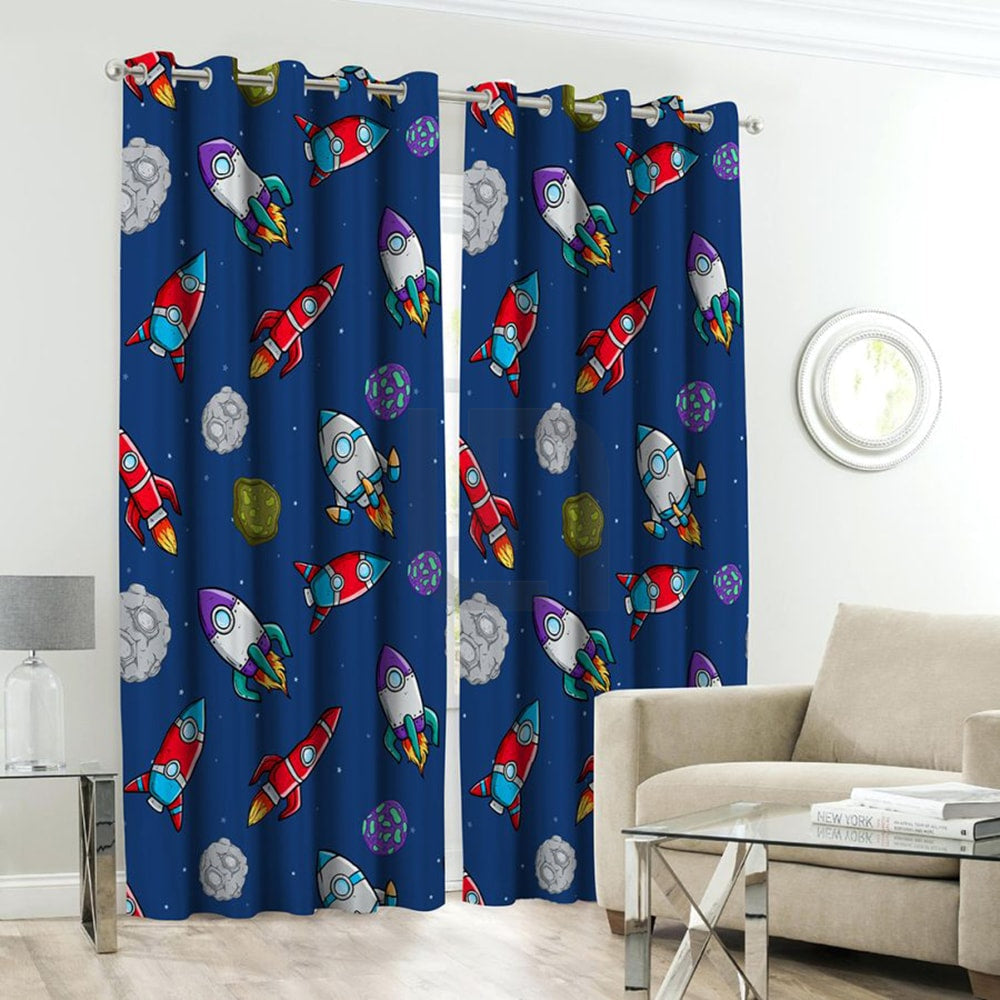 Space Kids Room Curtains - 1 Curtain ( Not included 2 Curtains ) — Kids Curtains price in Pakistan