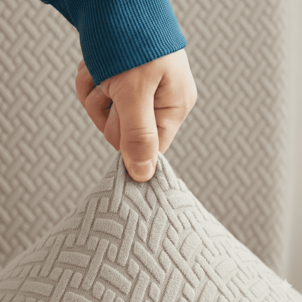 L-Shape Jacquard Sofa Cover - Beige — view 2