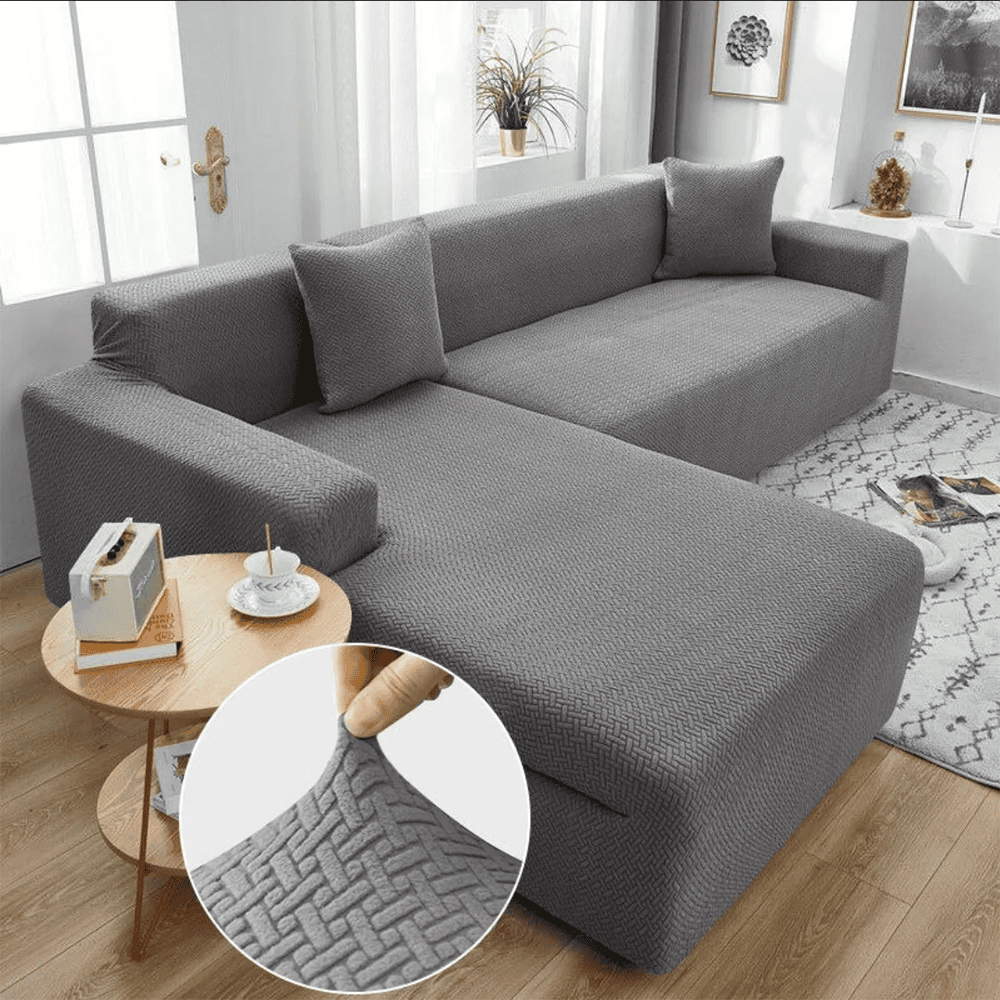 L-Shape Jacquard Sofa Cover - Grey β L Shape Sofa Covers price in Pakistan