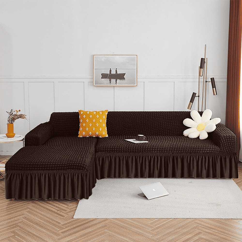L-Shape Turkish Bubble Sofa Cover - Brown — L Shape Sofa Covers price in Pakistan