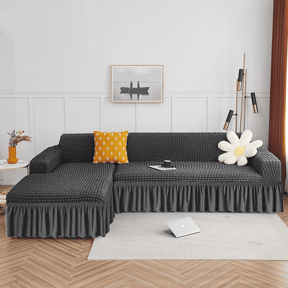 L-Shape Turkish Bubble Sofa Cover - Grey — L Shape Sofa Covers price in Pakistan