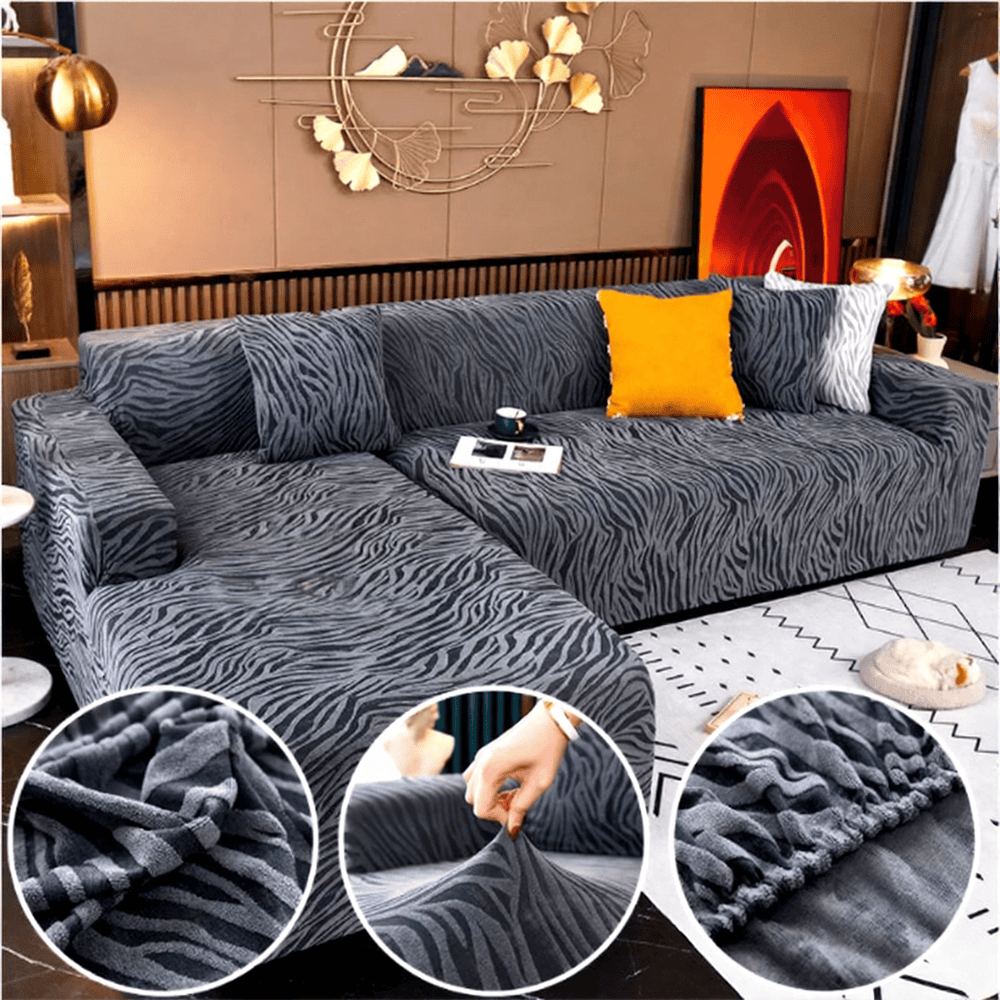 L-Shape Zebra Sofa Cover - Grey — L Shape Sofa Covers price in Pakistan