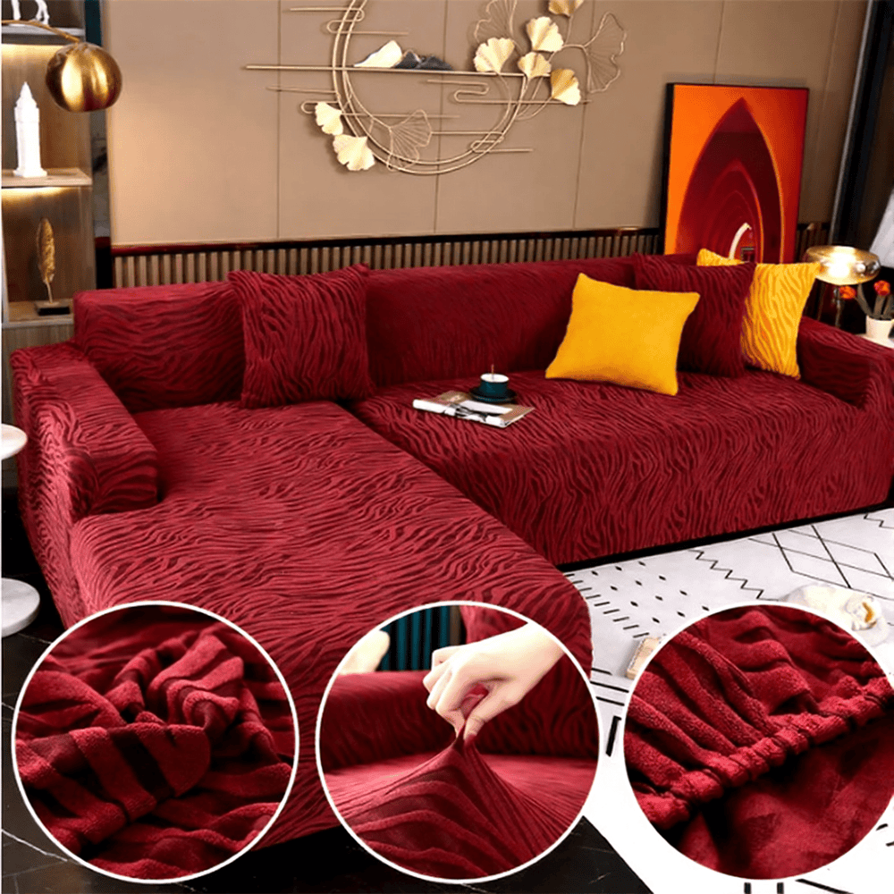 L-Shape Zebra Sofa Cover - Red — L Shape Sofa Covers price in Pakistan
