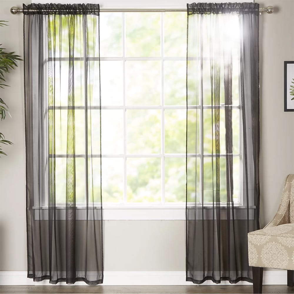 Net Curtains Polyester Sheer Panel - Black — Net Curtains price in Pakistan