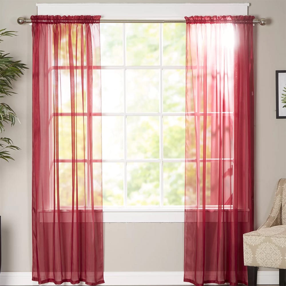 Net Curtains Polyester Sheer Panel - Burgundy — Net Curtains price in Pakistan