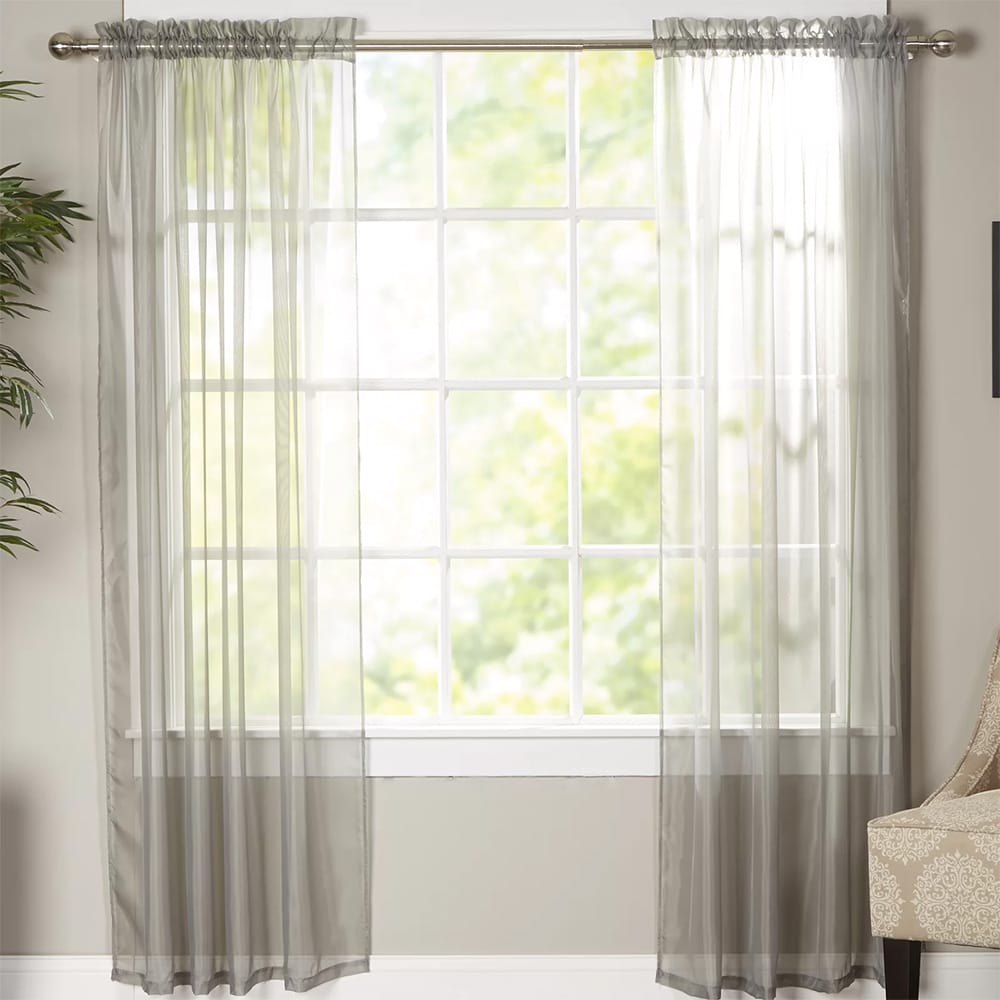 Net Curtains Polyester Sheer Panel - Grey — Net Curtains price in Pakistan