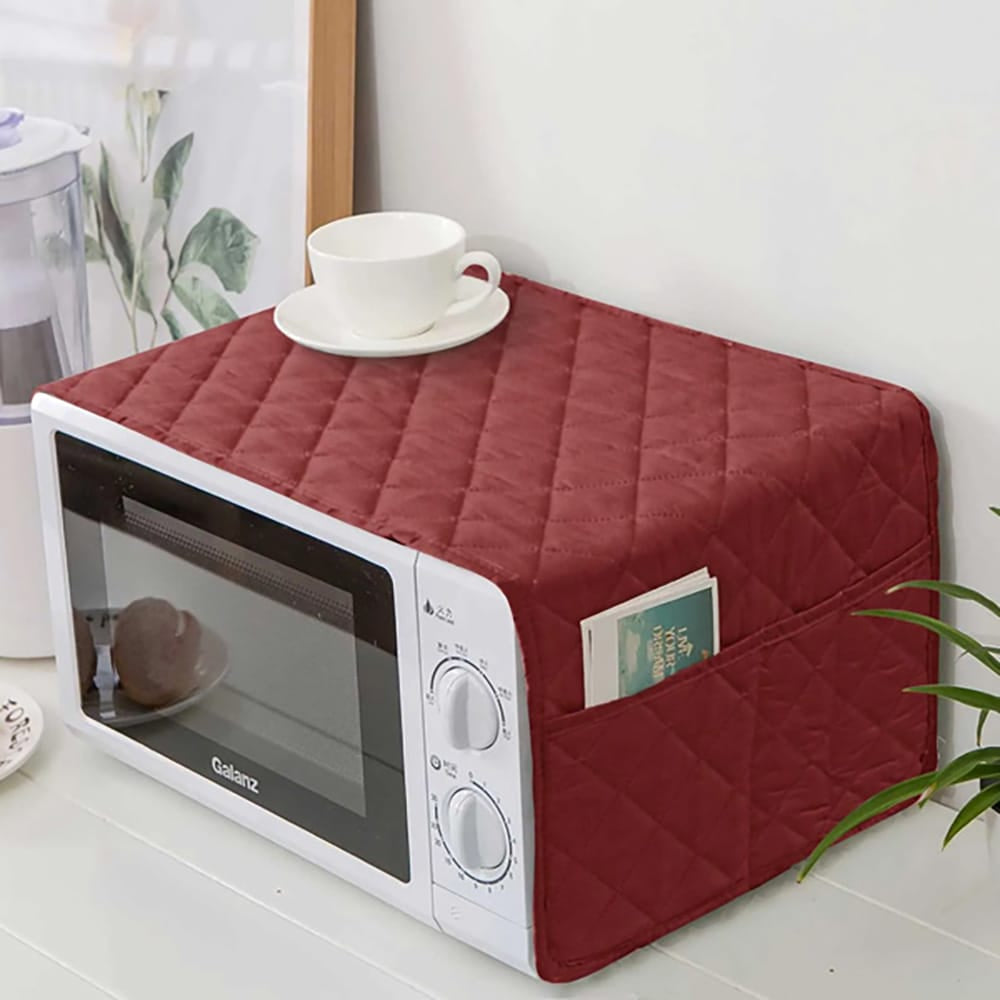 Quilted Microwave Oven Cover - Maroon — Oven Covers price in Pakistan