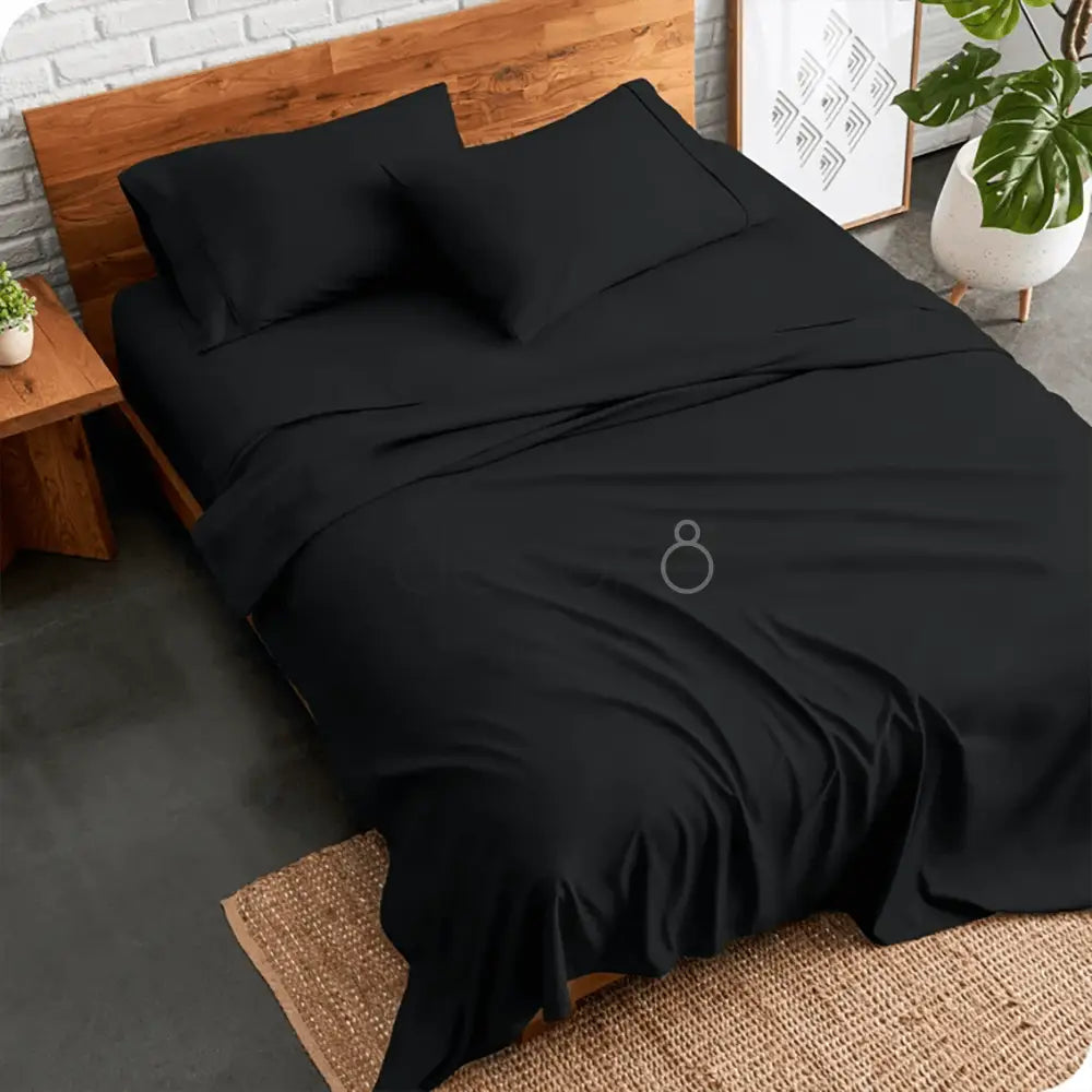 Cotton Plain Bed Sheet - Black โ Plain Bed Sheets price in Pakistan