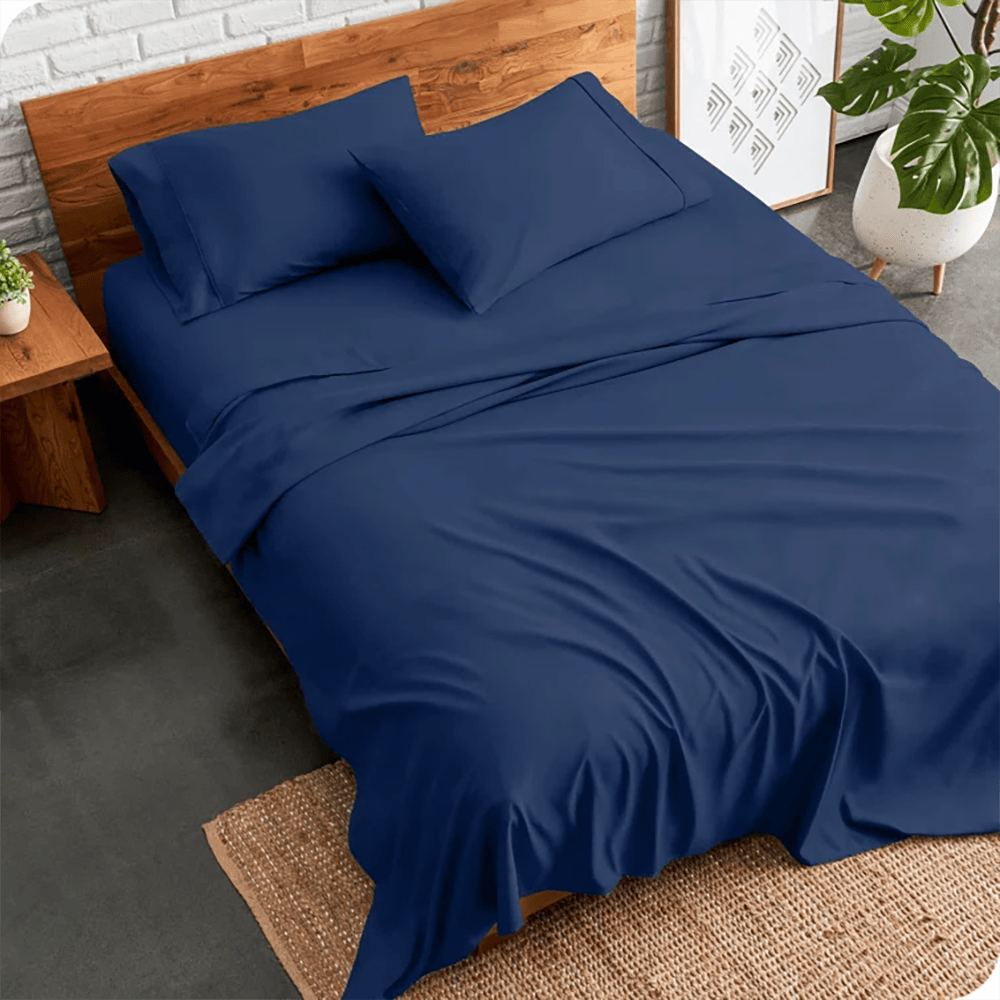 Cotton Plain Bed Sheet - Navy Blue โ Plain Bed Sheets price in Pakistan