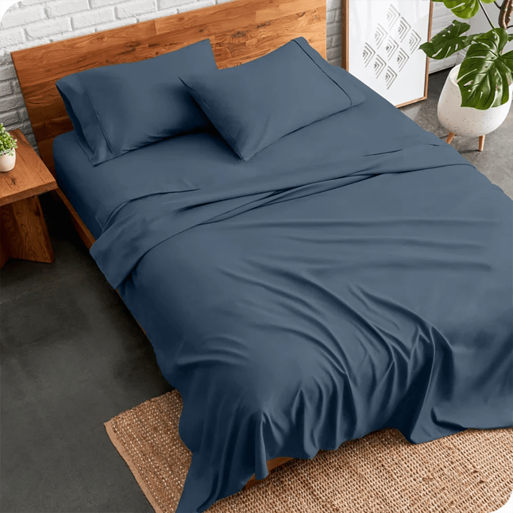 Cotton Plain Bed Sheet - Smoke Blue โ Plain Bed Sheets price in Pakistan