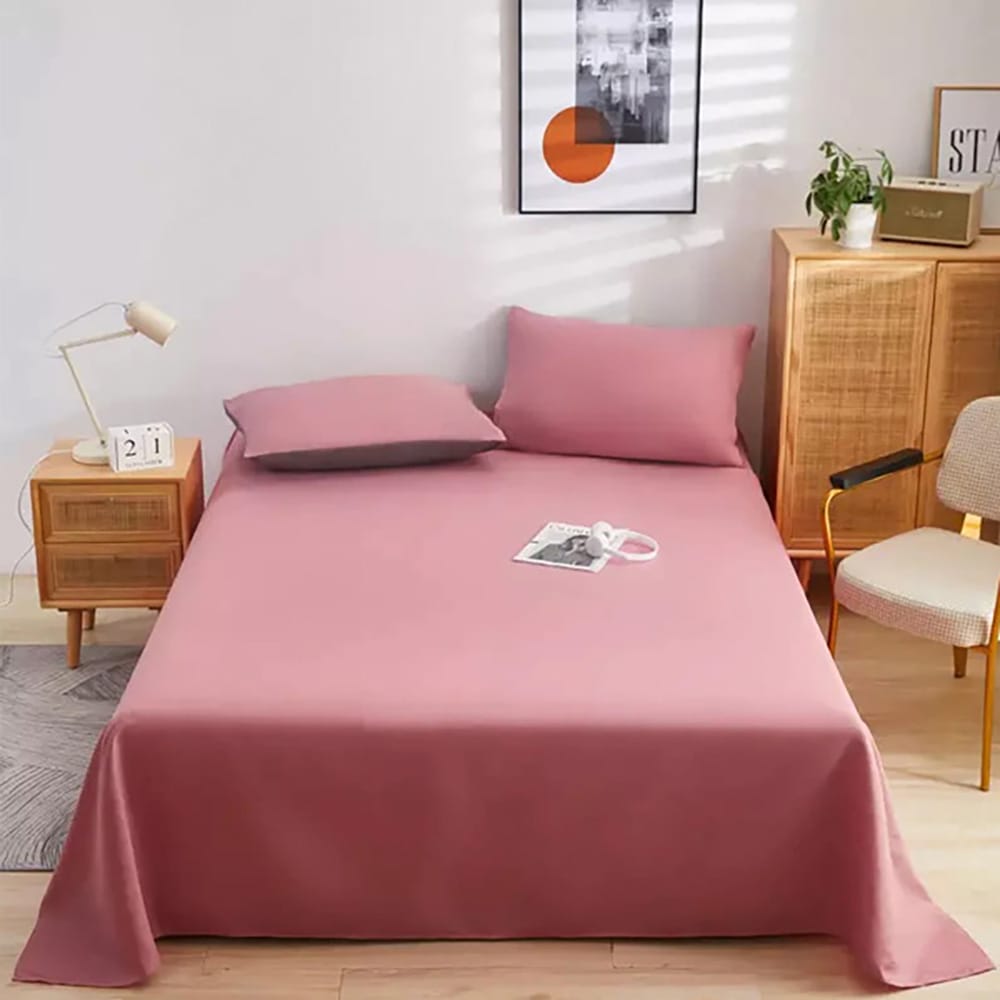 Cotton Sateen Plain Bed Sheet - Pink — Plain Bed Sheets price in Pakistan