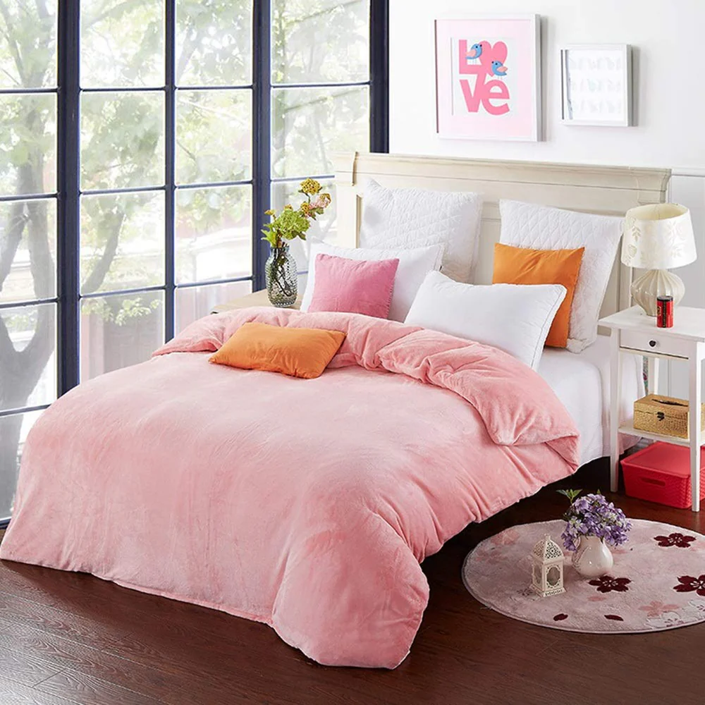 Reversible Velvet Quilt Cover - Baby Pink — Quilt Covers price in Pakistan