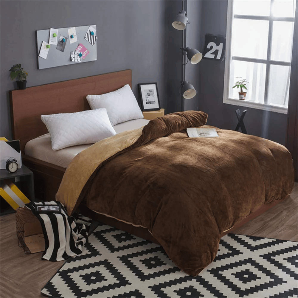 Reversible Velvet Quilt Cover - Brown Mustard — Quilt Covers price in Pakistan