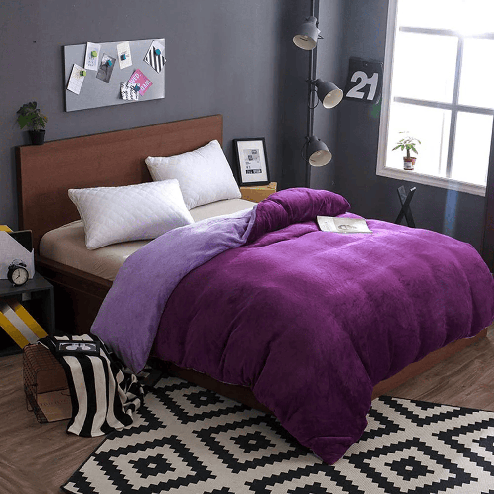 Reversible Velvet Quilt Cover - Dark Purple Light Purple — Quilt Covers price in Pakistan