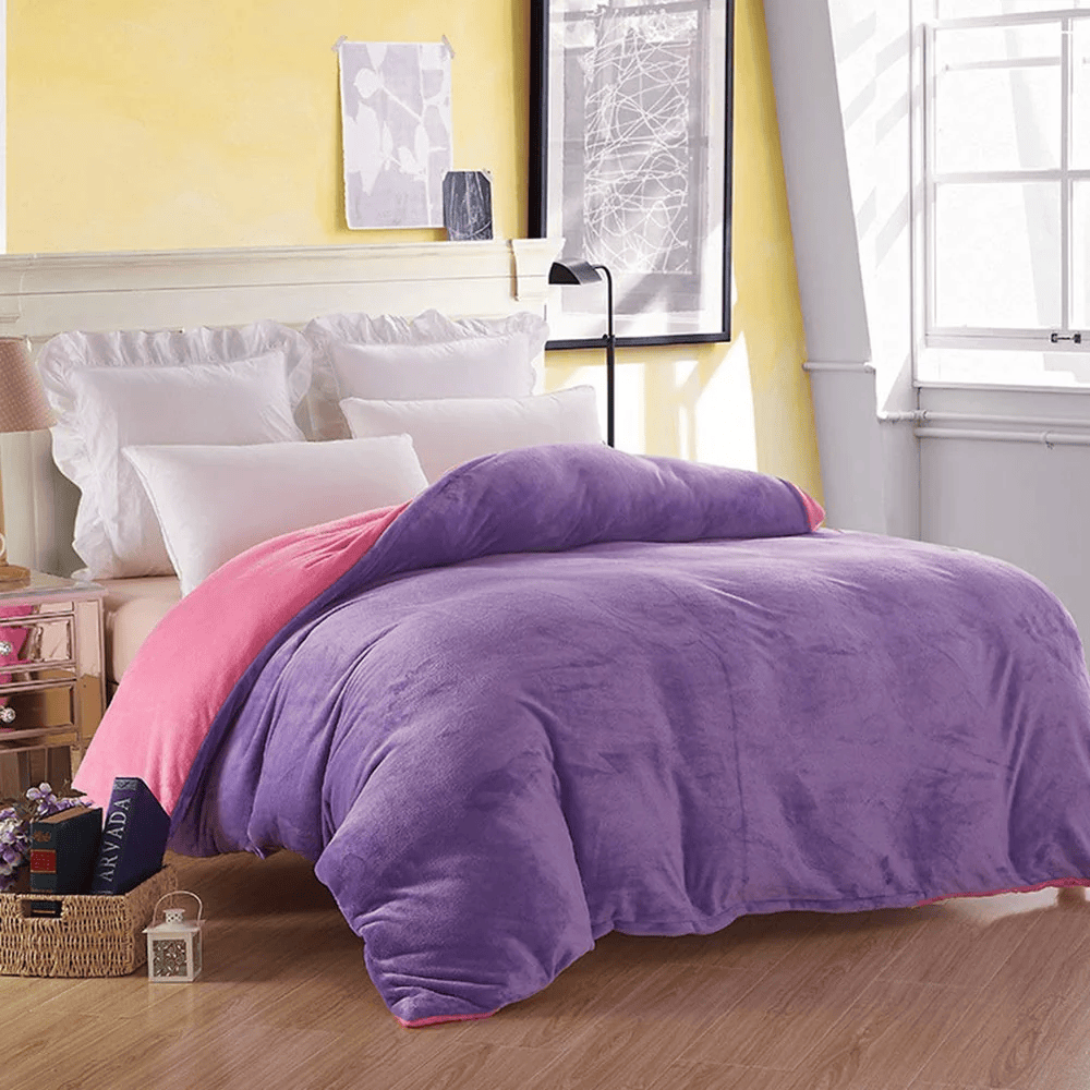 Reversible Velvet Quilt Cover - Light Purple Pink — Quilt Covers price in Pakistan