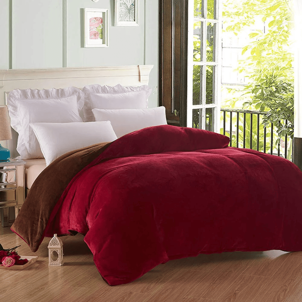 Reversible Velvet Quilt Cover - Maroon Brown — Quilt Covers price in Pakistan