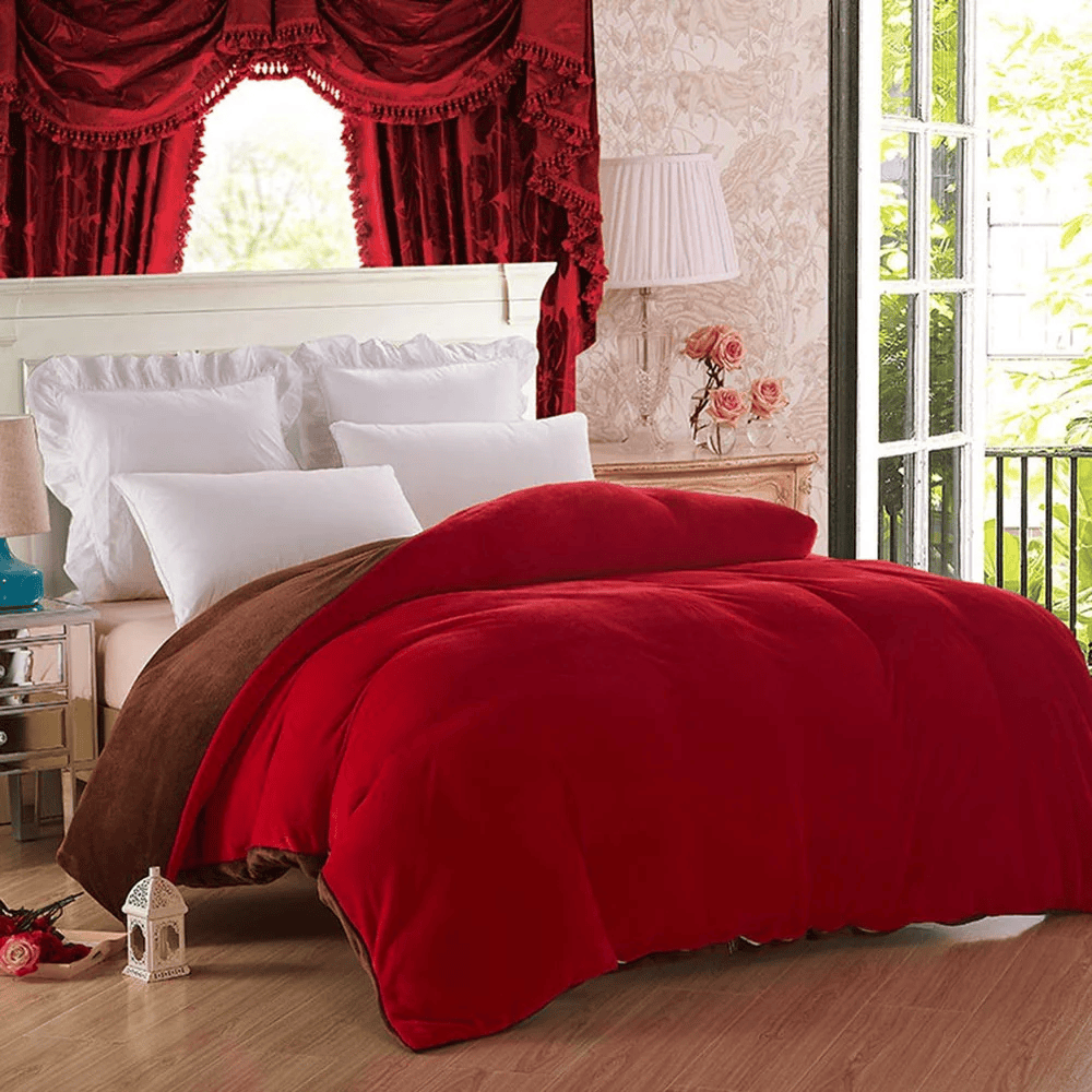 Reversible Velvet Quilt Cover - Red Brown — Quilt Covers price in Pakistan