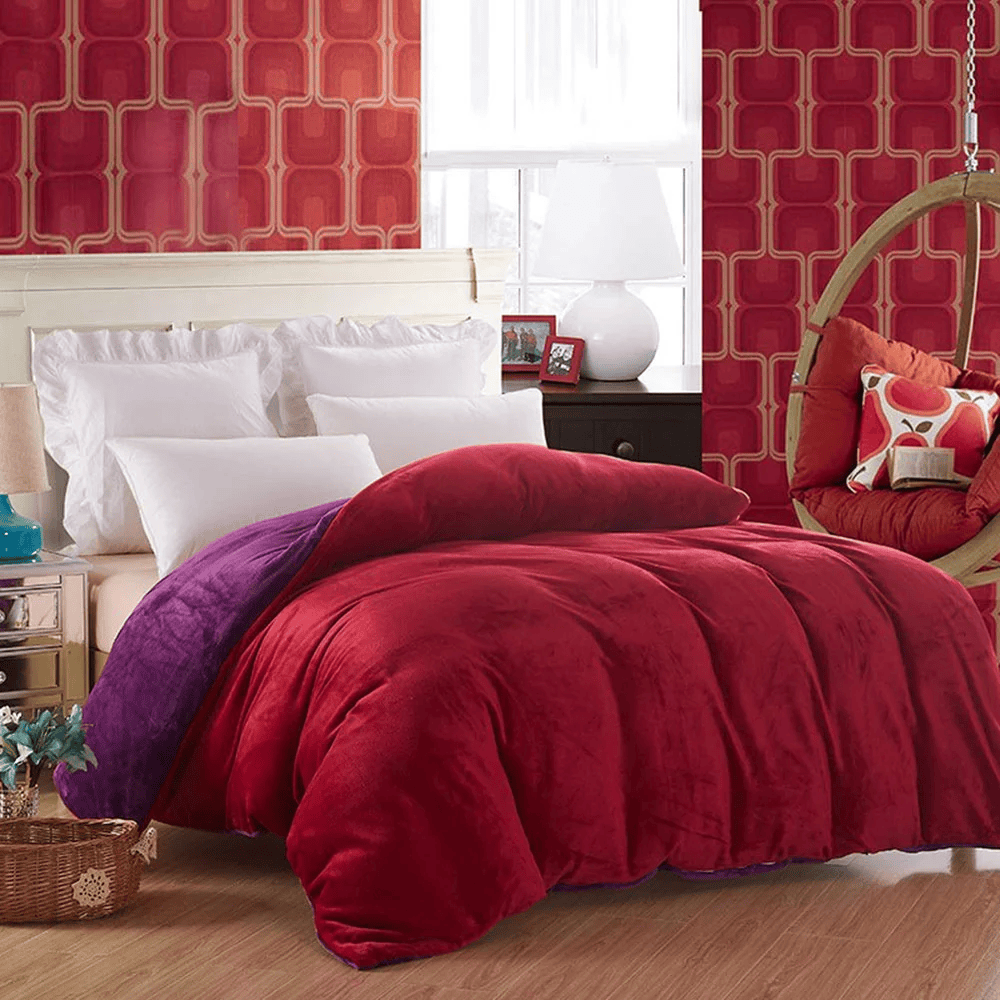Reversible Velvet Quilt Cover - Red Purple — Quilt Covers price in Pakistan