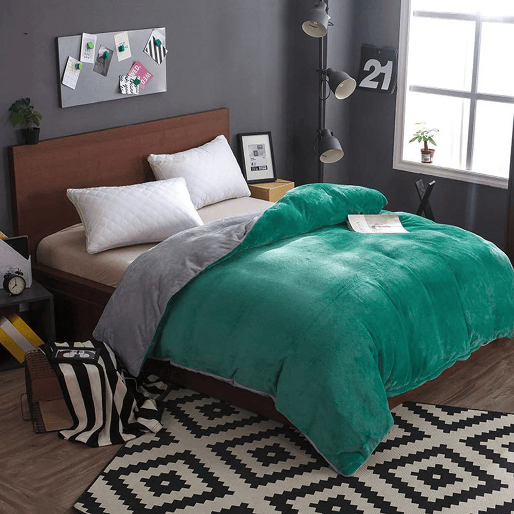 Reversible Velvet Quilt Cover - Teal Grey — Quilt Covers price in Pakistan