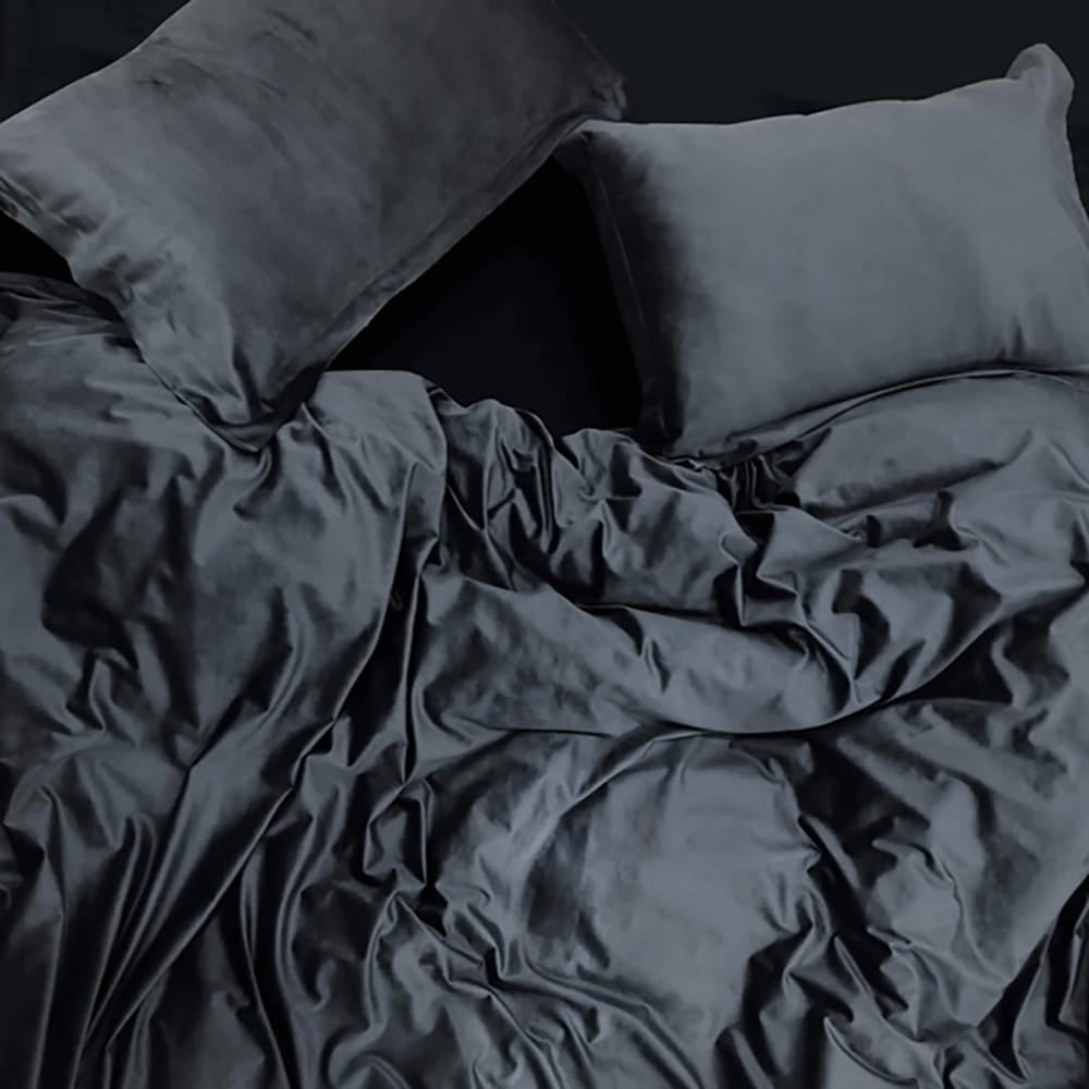 Velvet Quilt Cover - Charcoal — view 2