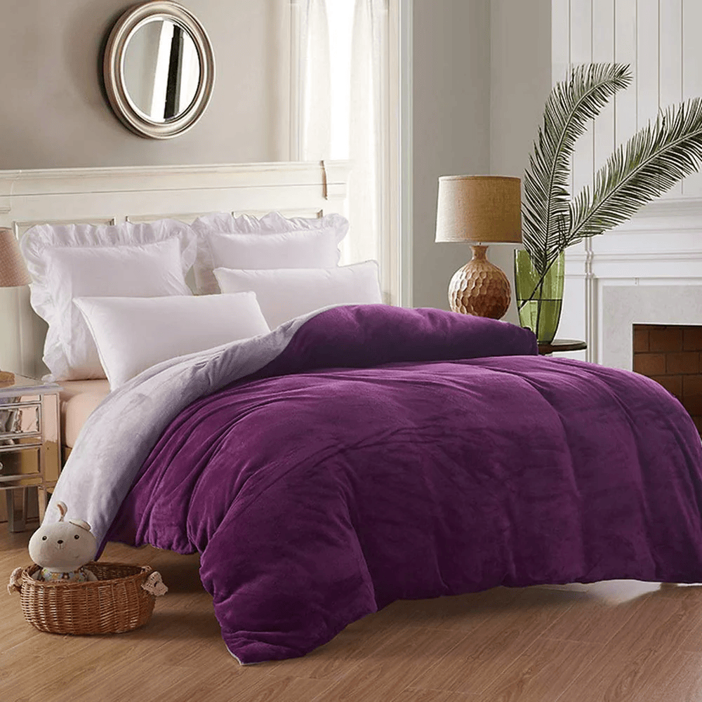 Reversible Velvet Quilt Cover - Purple & Light Grey — Quilt Covers price in Pakistan