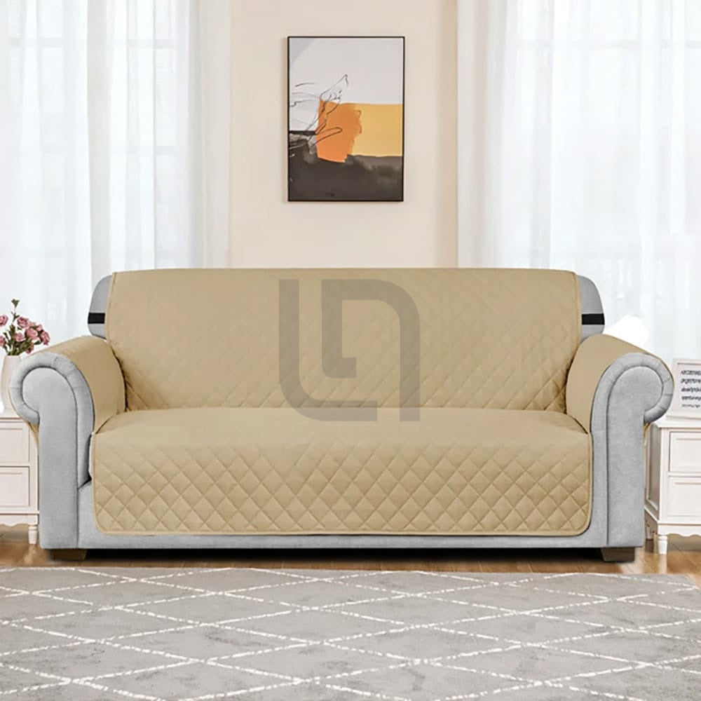 Quilted Non-Slip Box Sofa Cover - Khaki — Quilted Sofa Covers price in Pakistan